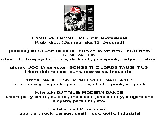 EASTERN FRONT, MUZIČKI PROGRAM, od 20.10.2009.