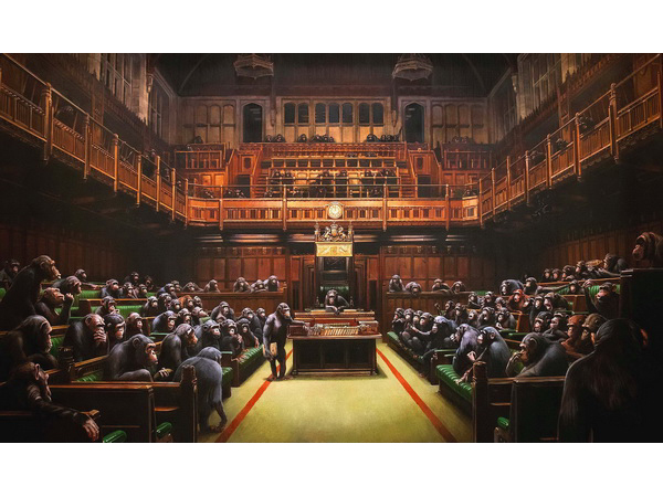 Novi Benksijev rekord za sliku parlamenta sa šimpanzama